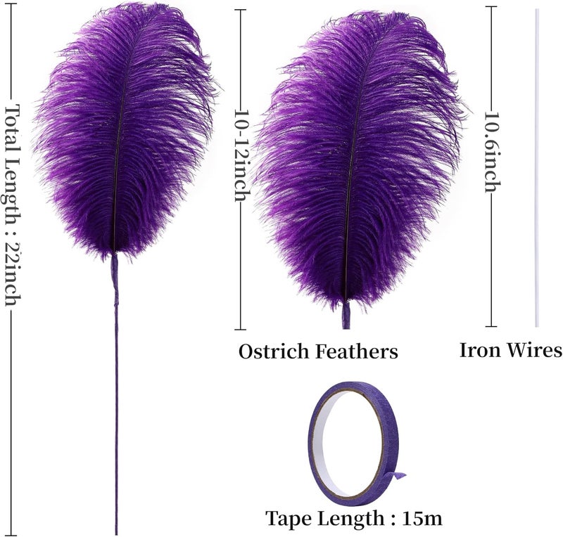 Holmgren Purple Large Ostrich Feather - 20pcs Making Kit 22 Inch Large Ostrich Feathersfor Crafts Floral Arrangement, Wedding Party Centerpieces Home Decorations (Purple) - Image 3